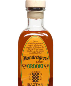 Mandragora Likör 0,5l - orangene Likör in durchsichtiger 0,5 Liter Flasche mit ebenso orangenem Etikett