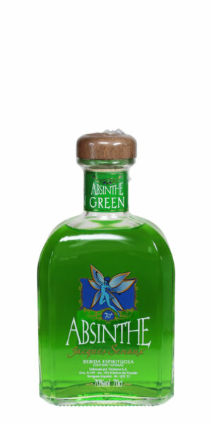 knallgrüner Absinth Jacques Senaux in 0,7l Flasche mit einem schönen Aufdruck