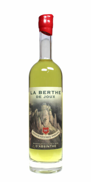 Berthe de Joux Absinthe - hellgrüner Absinth in 0,7 Liter Flasche mit rotem Flaschenverschluss und einem schönen Etikett