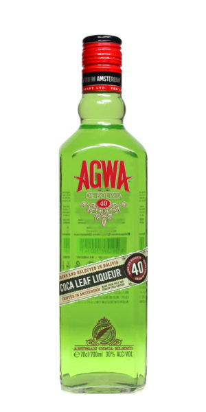 Aqwa de Bolivia Likör aus Kokapflanzen in hellgrüner 0,7 Liter Flasche