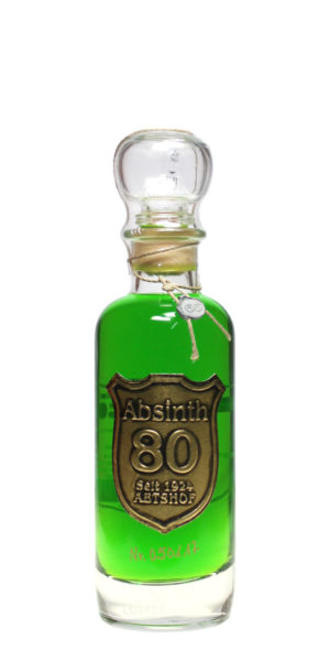 Abtshof Absinth 80 - grüner Absinth in einer Apothekerflasche mit goldenem Etikett