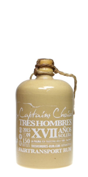 Tres Hombres Rum Ed. 9 Captains Choice 17 in einer braunen dekorativen 1 Liter Vintage-Flasche aus Ton.