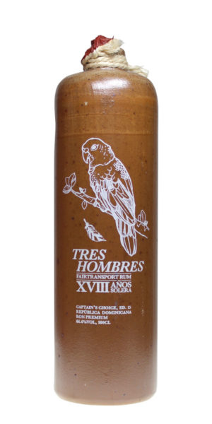 Tres Hombres Rum Ed. 15 Captain Choice 18 in einer braunen dekorativen 1 Liter Vintage-Flasche aus Ton.