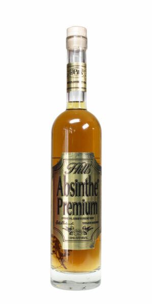 Brauner Hill's Absinthe Premium in 70cl großen Glasflasche mit einem goldenen Etikett